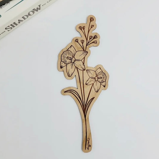 Wood Bookmark - Daffodil Flower
