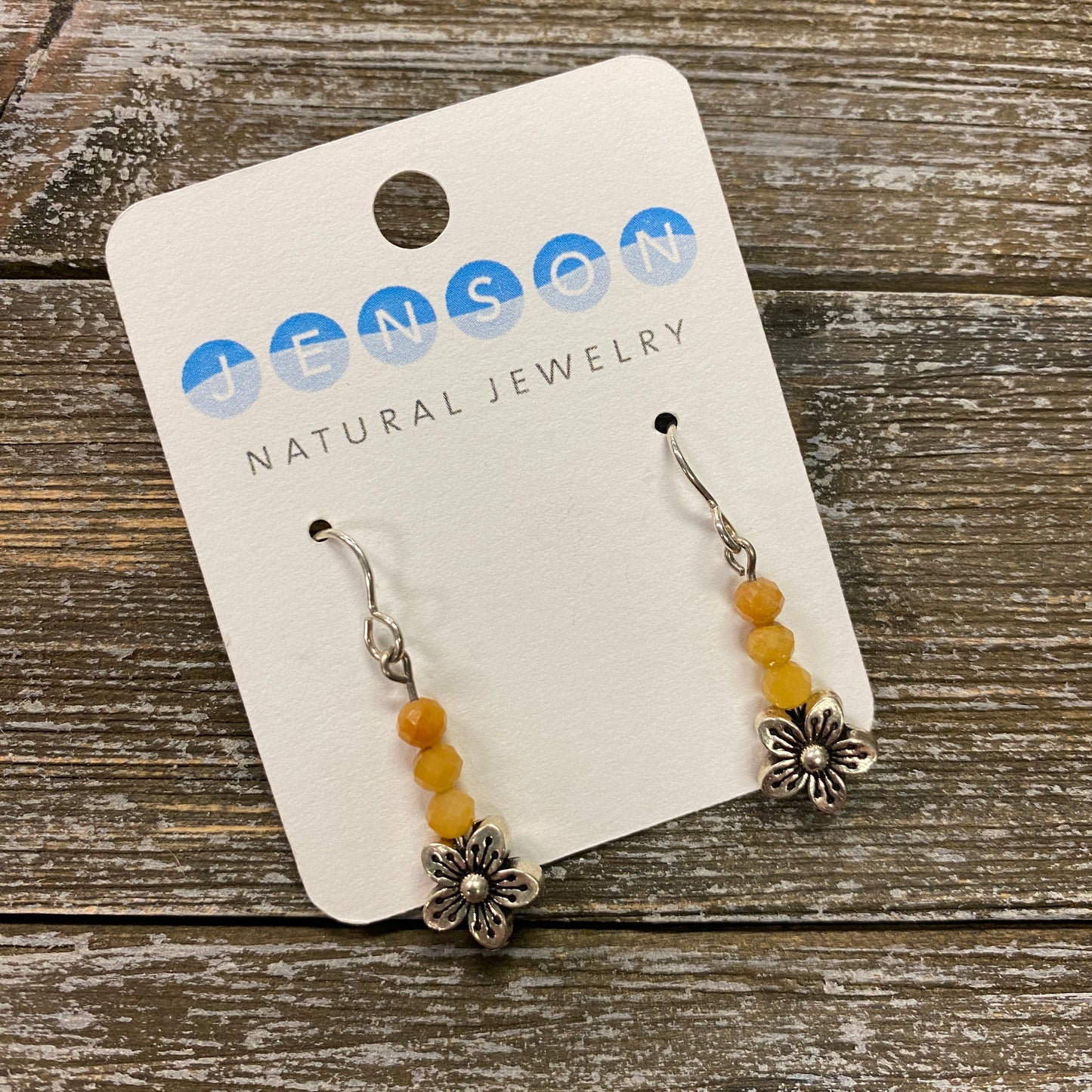 Yellow Jade Flower Charm Earrings
