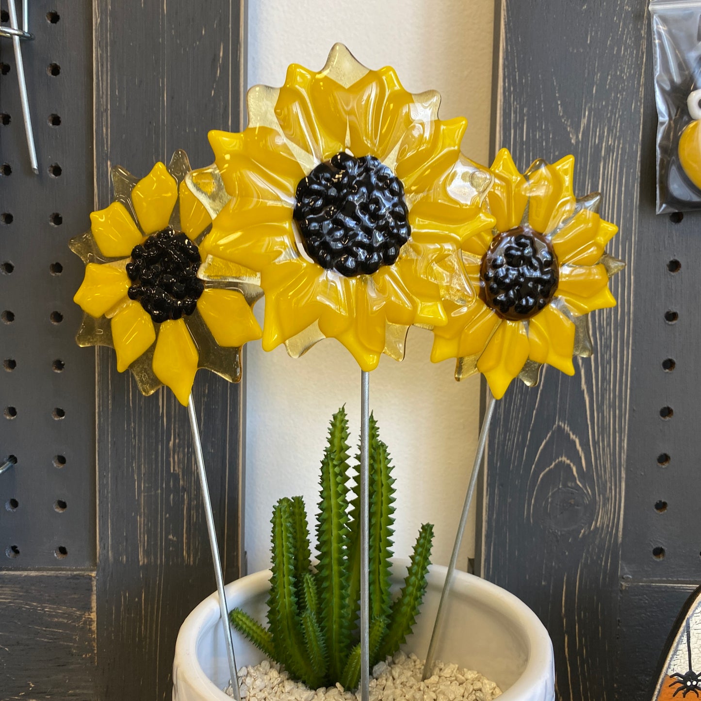 Sunflower Fused Glass Plant Stake
