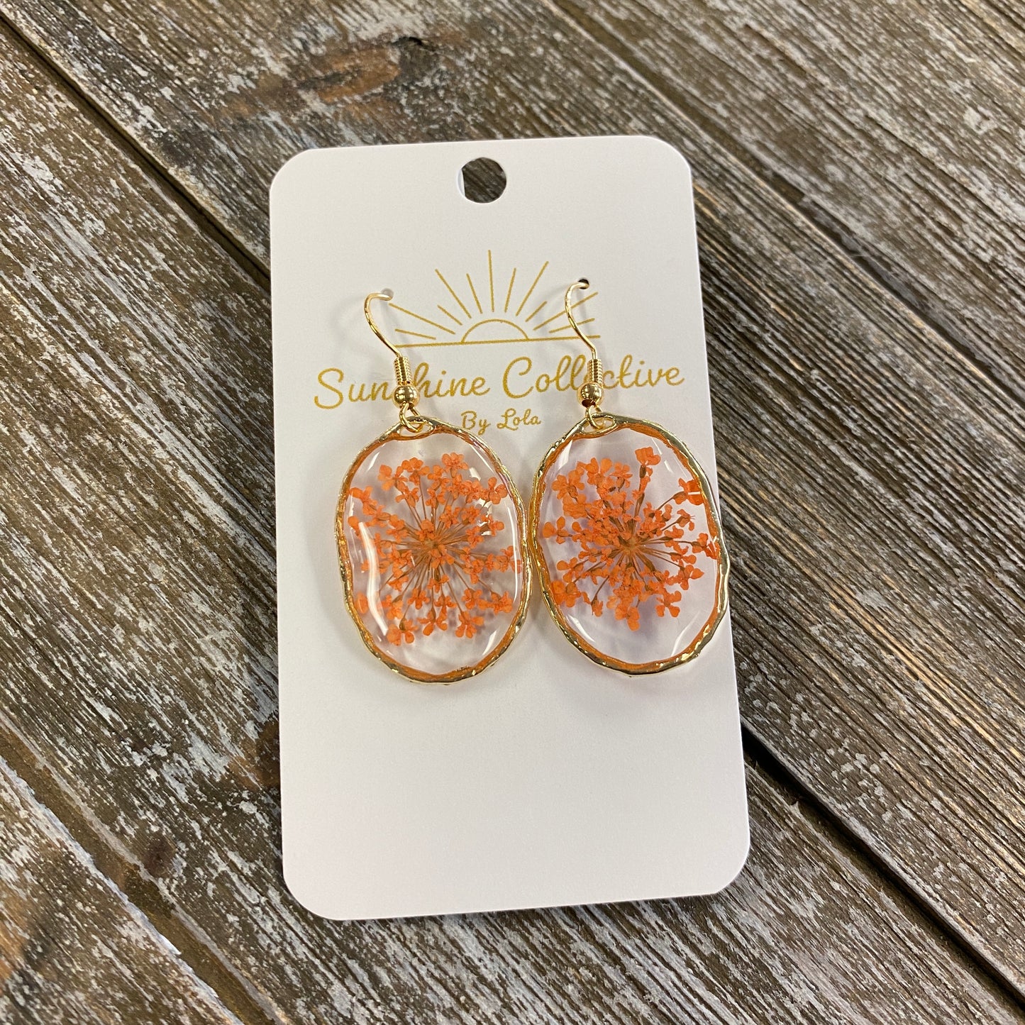 Flower Resin Earrings - Large Oval