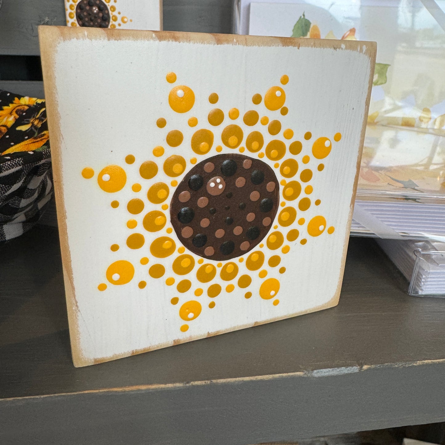 Yellow Sunflower Mandala Mini Wood Sign
