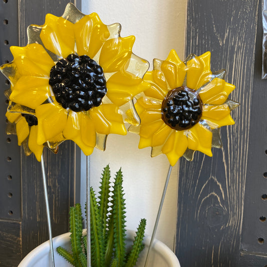 Sunflower Fused Glass Plant Stake
