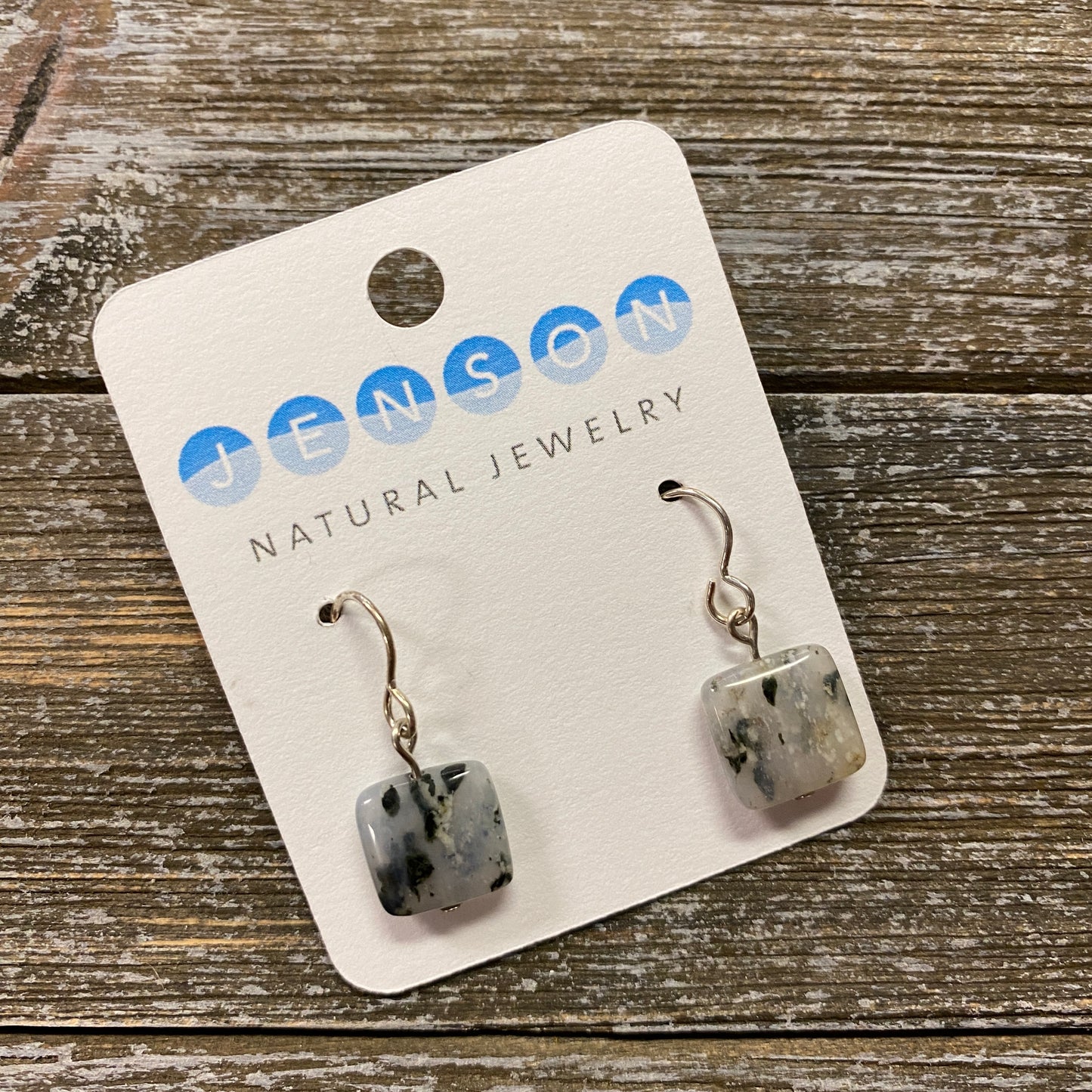 Flower Agate Square Earrings
