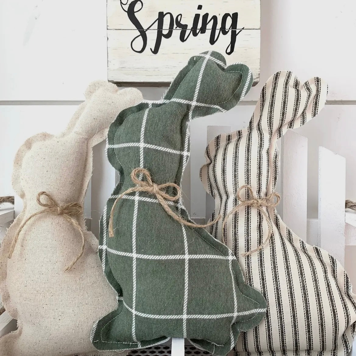 Rustic Fabric Spring Bunny - Stripe