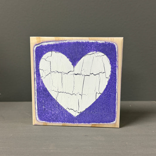 Mini Shelf Sitter - Purple and White Heart