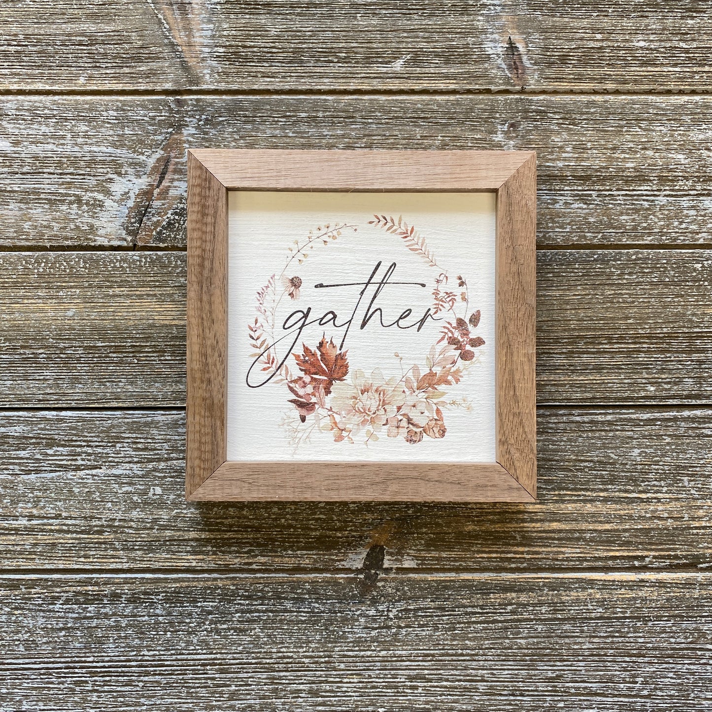 Autumn Gather Wreath Wood Sign