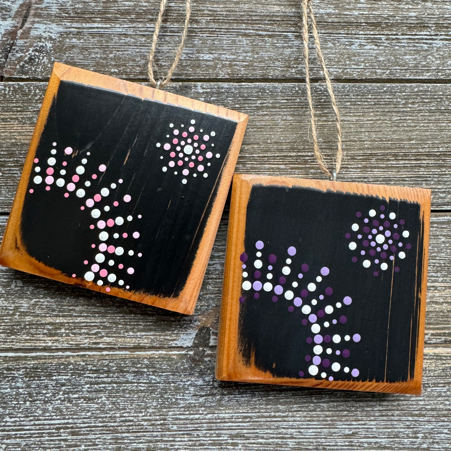Mandala Dot Ornament - Black and Pink