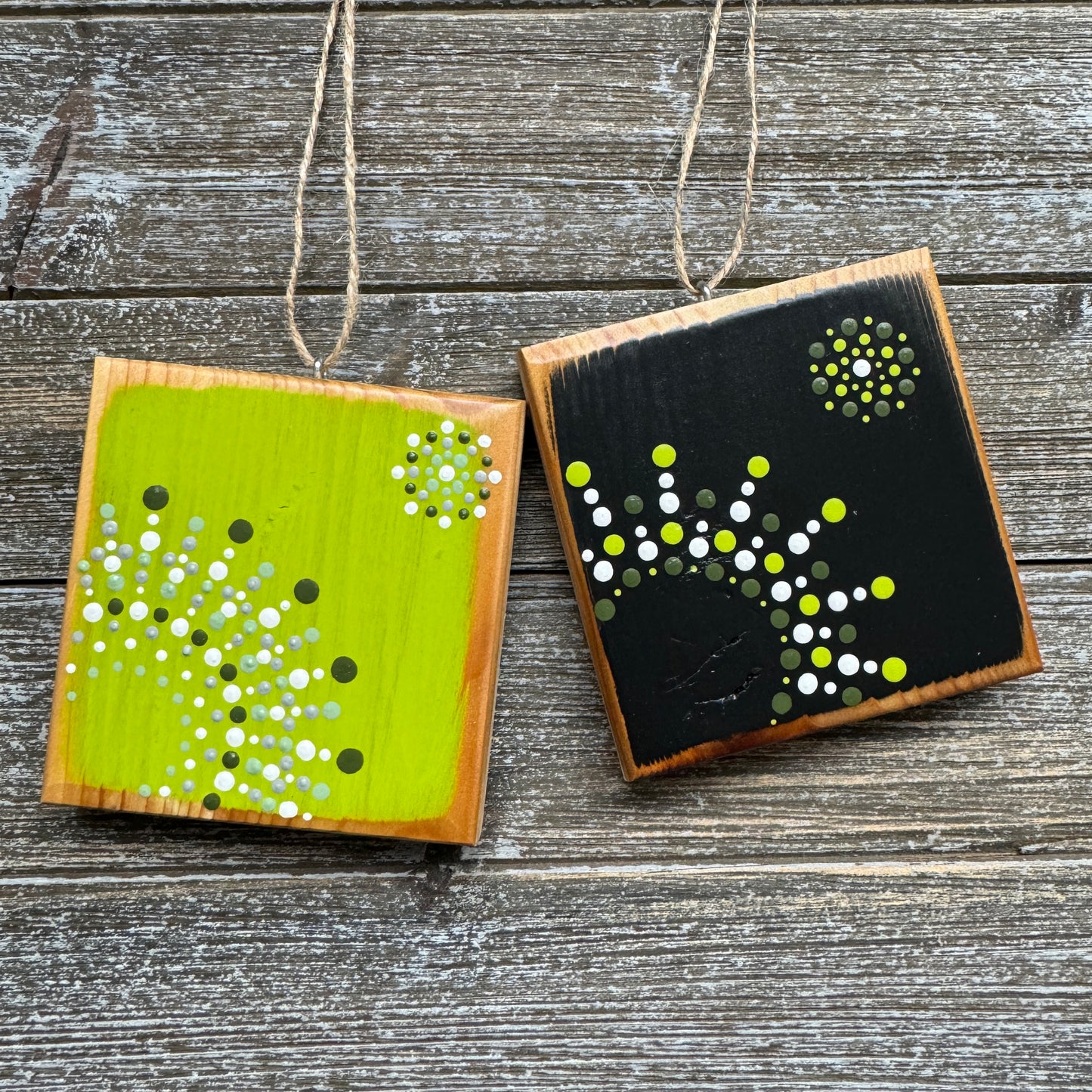 Mandala Dot Ornament - Black and Green
