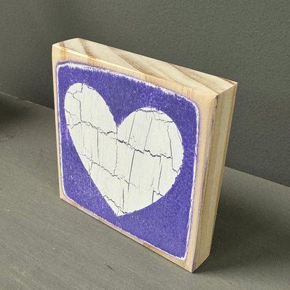 Mini Shelf Sitter - Purple and White Heart
