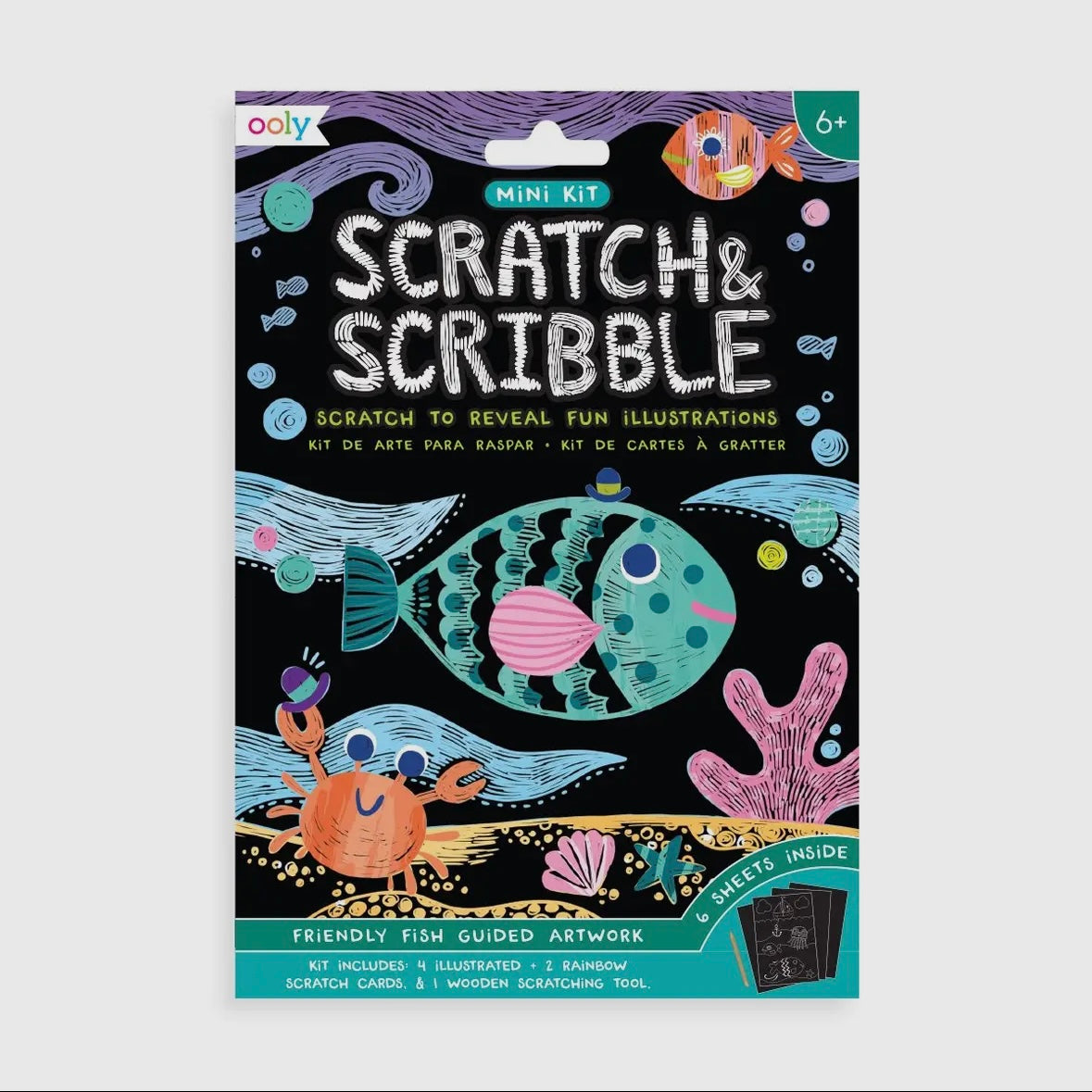 OOLY - Mini Scratch & Scribble Art Kit - Friendly Fish