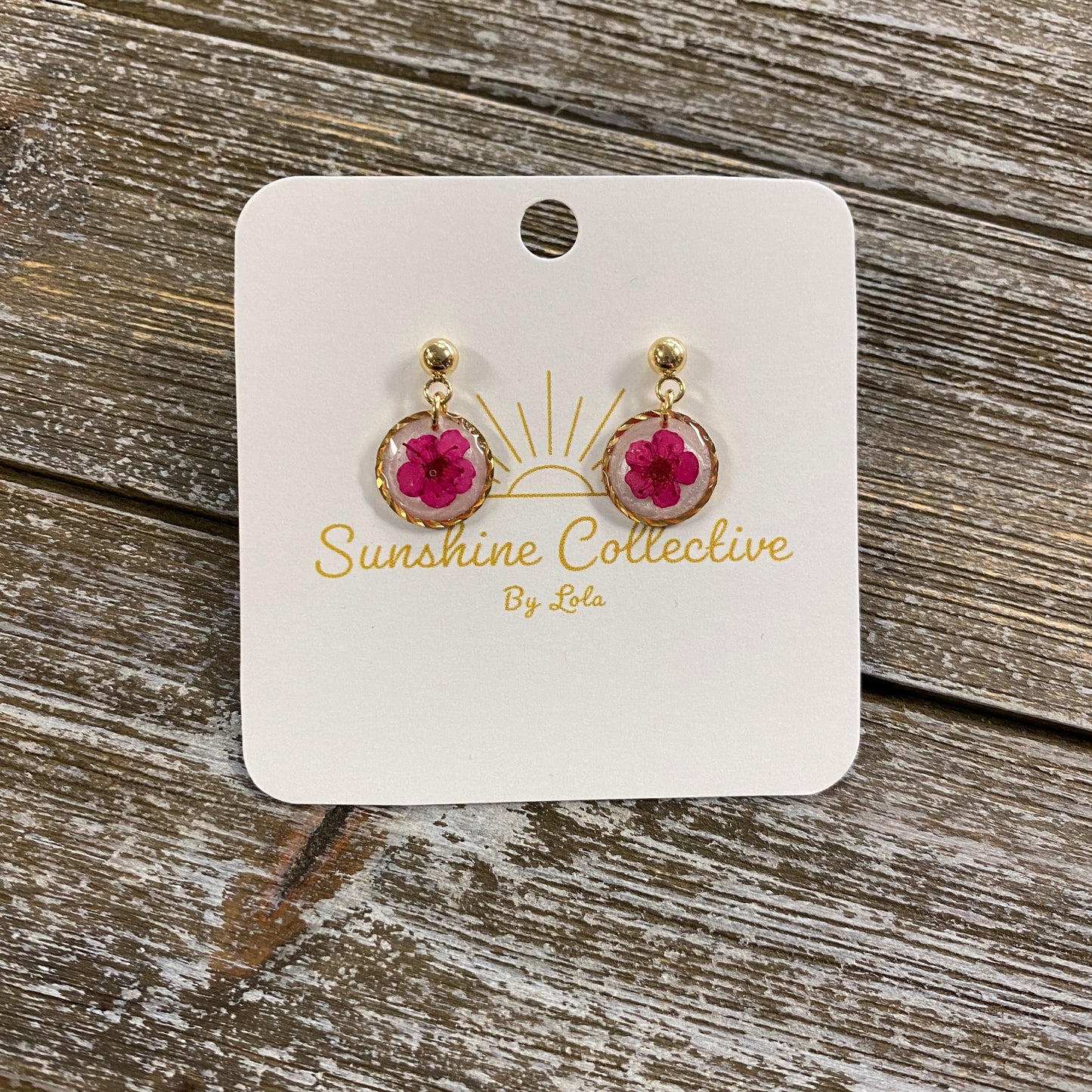 Flower Resin Earrings - Small Dangle