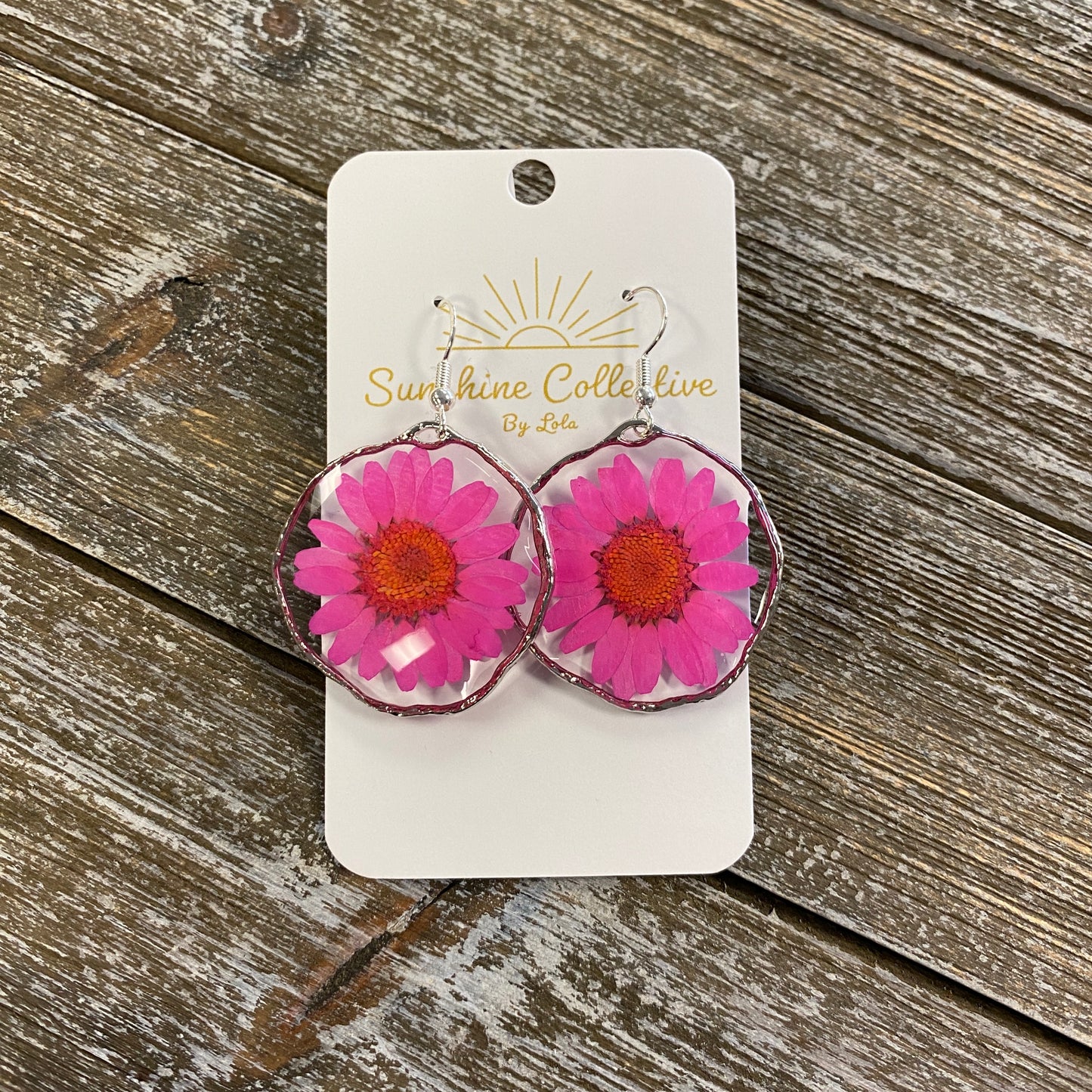 Flower Resin Earrings - Large Round
