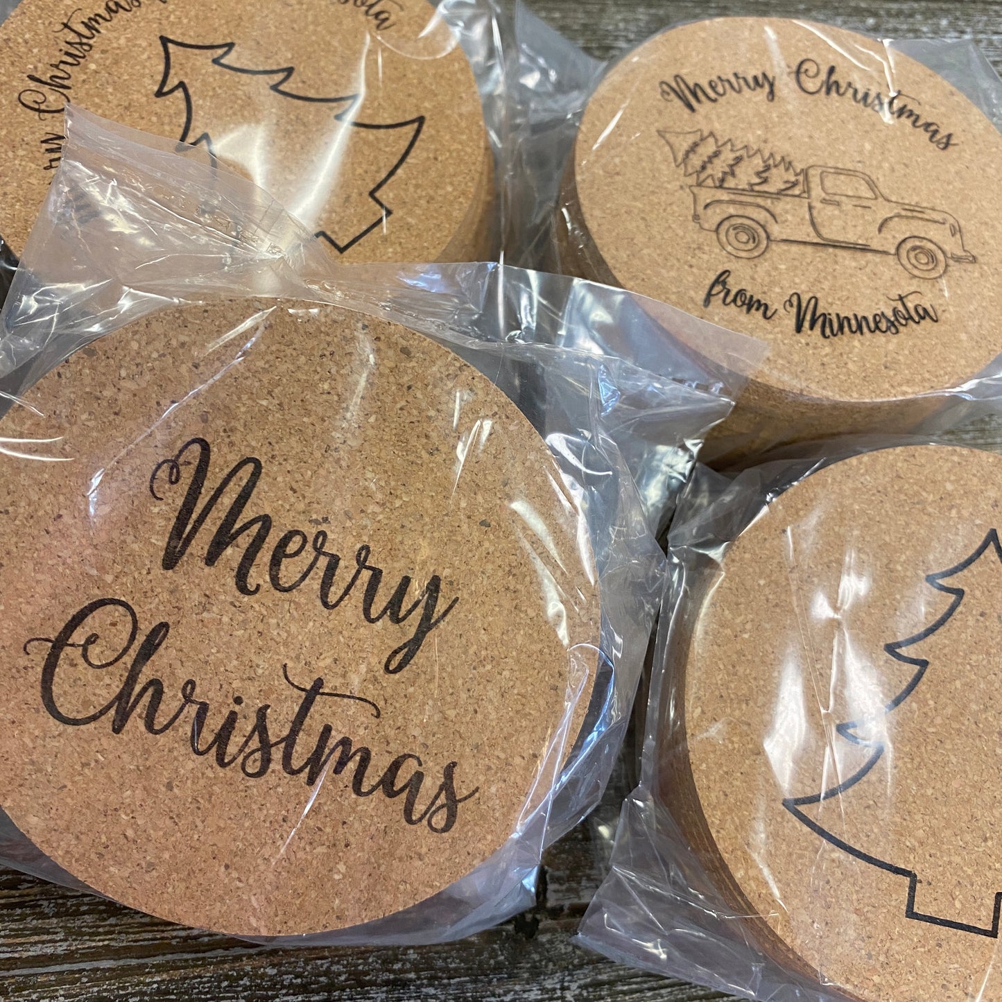 Holiday Cork Coasters - Set of 8 Coasters