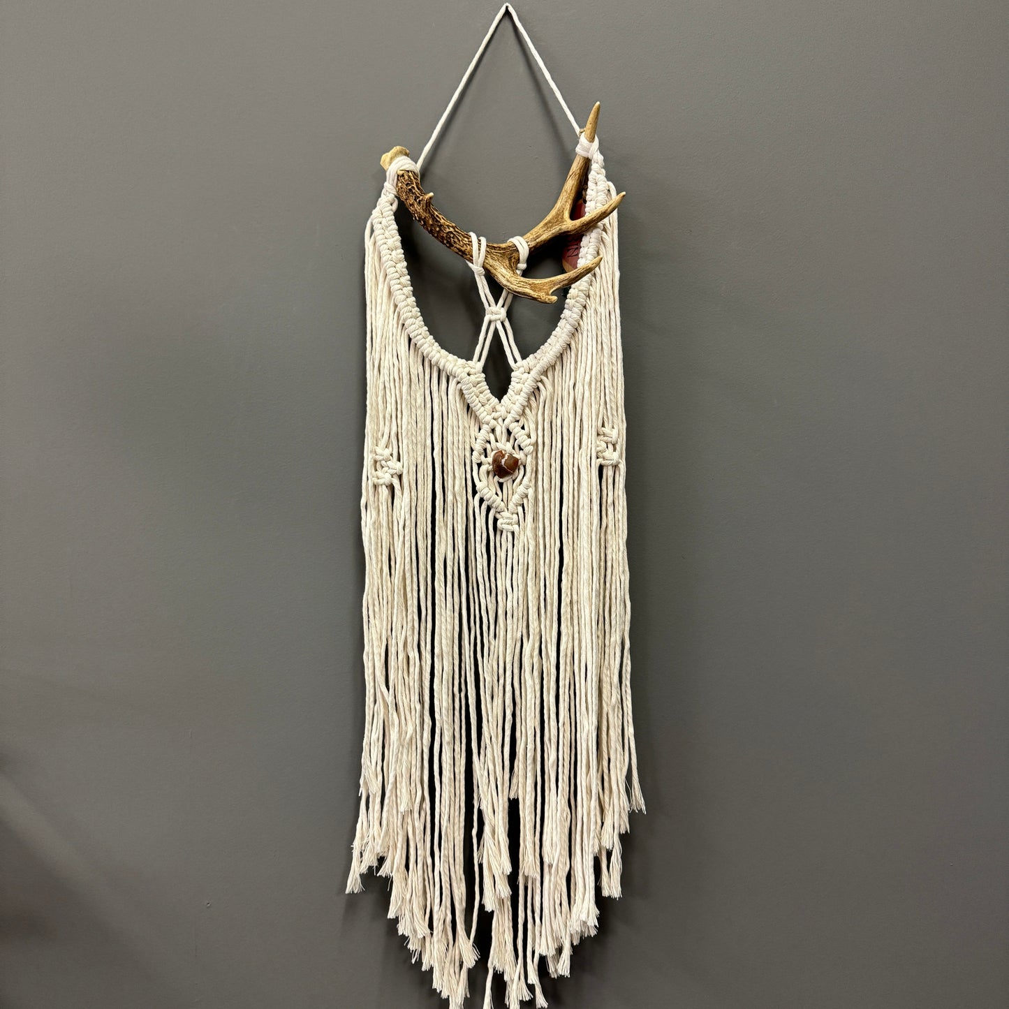 Macrame Wall Hanging - Natural with Antler