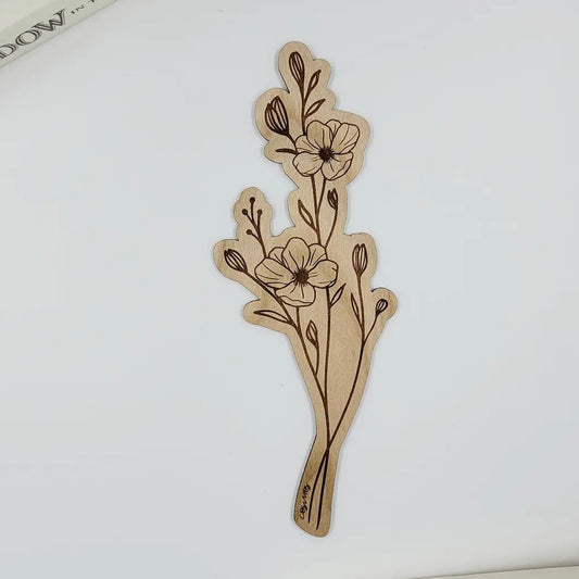 Wood Bookmark - Cosmos Flower