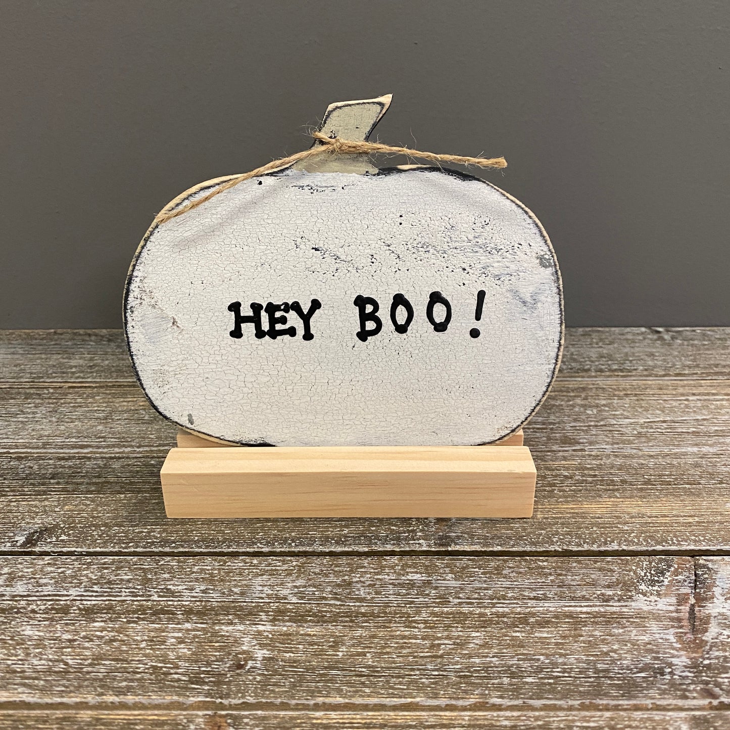 Halloween Decoration White Pumpkin Hey Boo