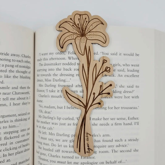 Wood Bookmark - Tiger Lily Flower