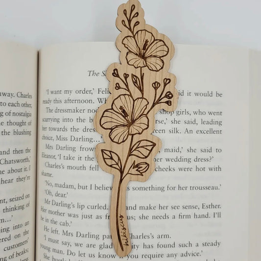 Wood Bookmark - Hibiscus Flower