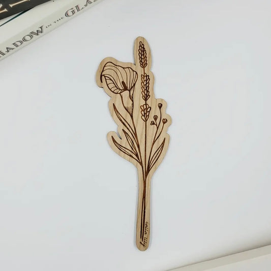Wood Bookmark - Calla Lily Flower