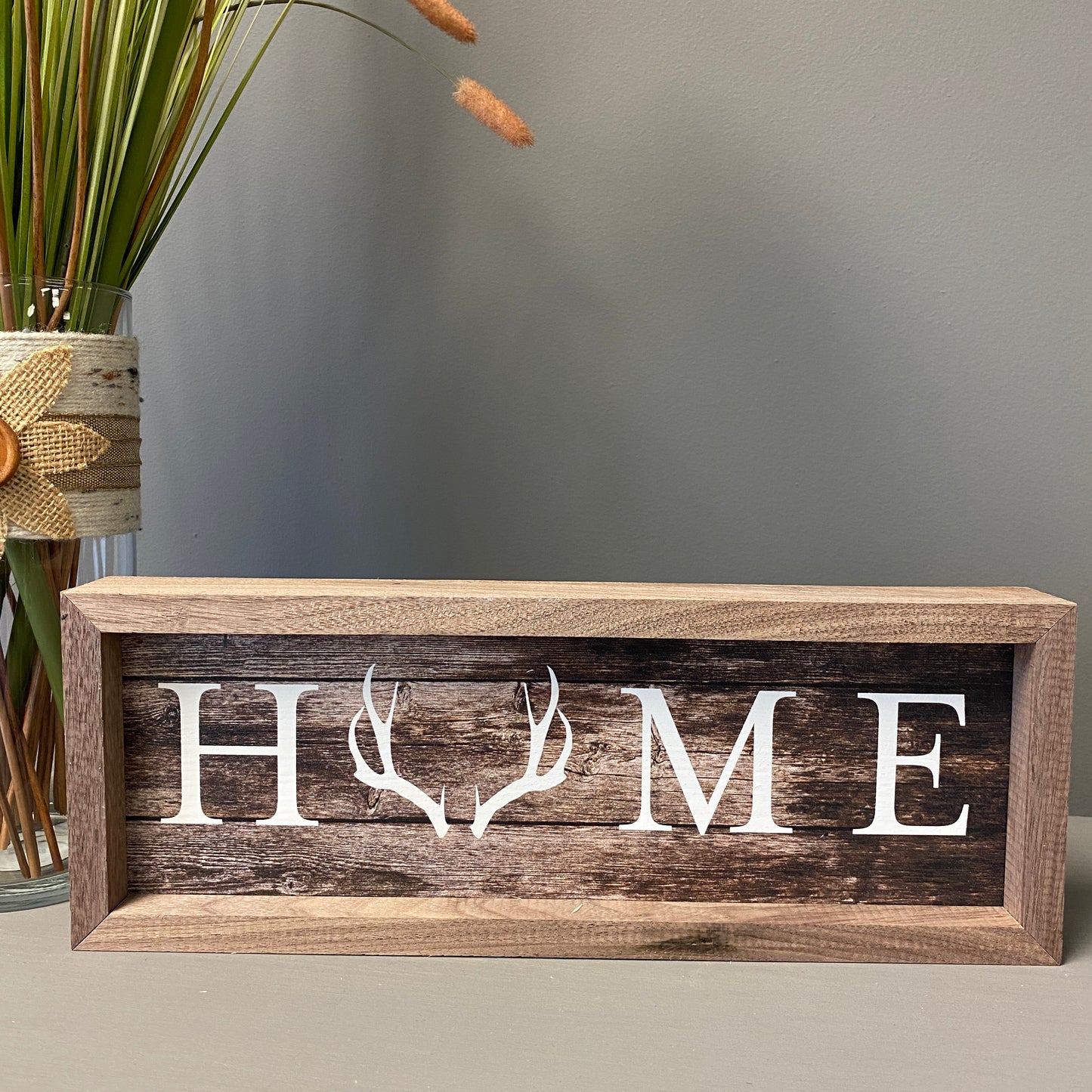 Home Antlers Wood Sign