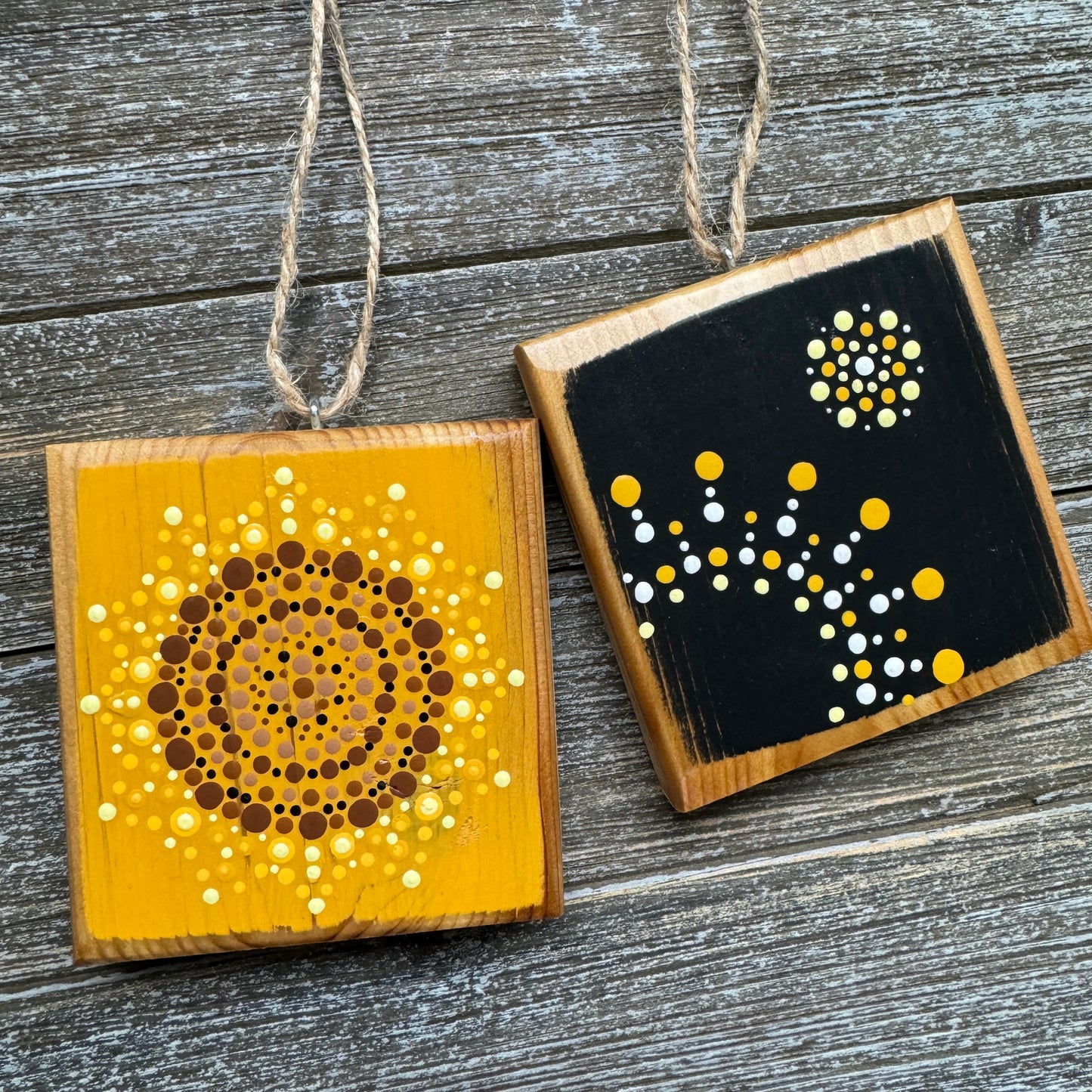 Mandala Dot Ornament - Black and Yellow