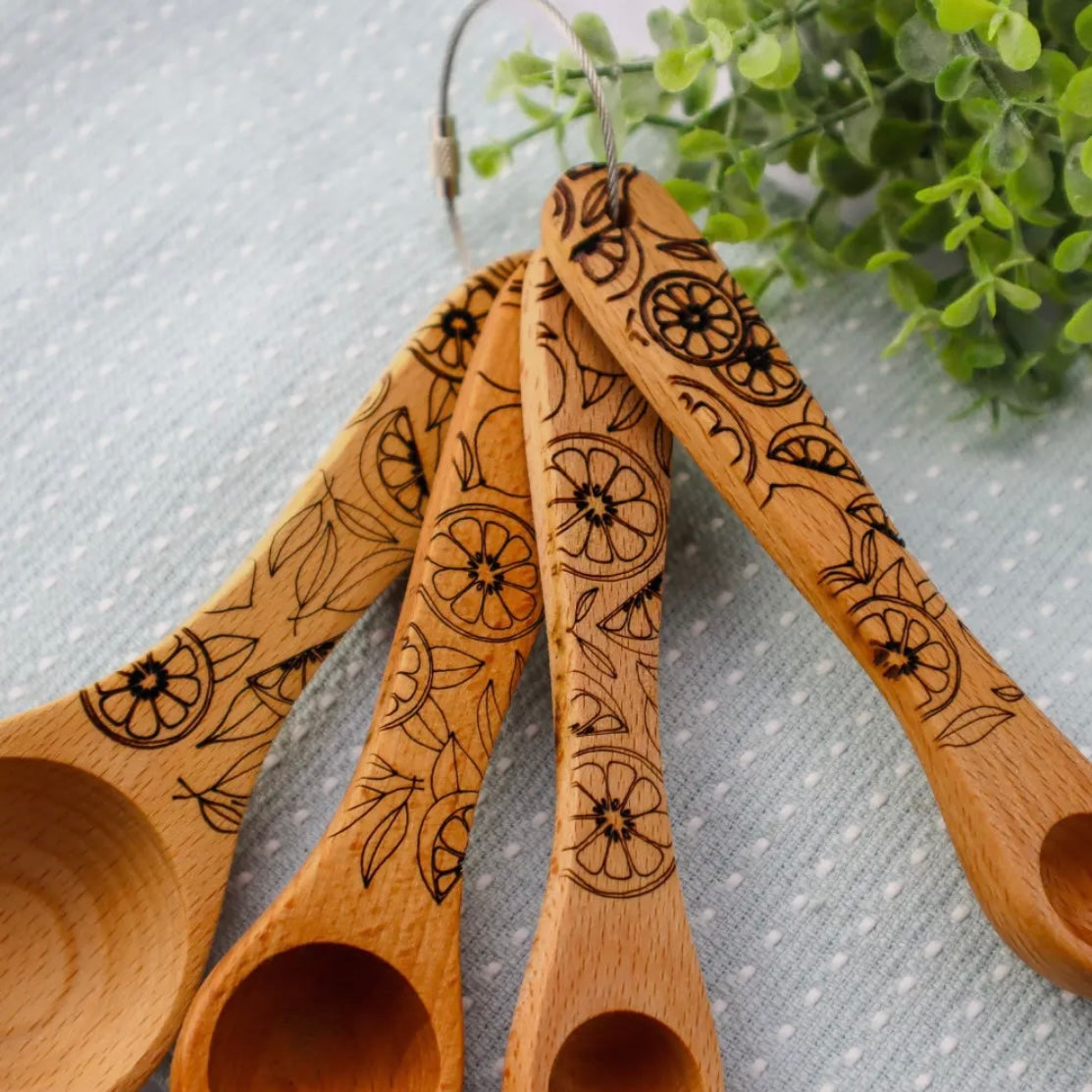 Becky Bug Designs - Wood Measuring Spoon Set - Lemons