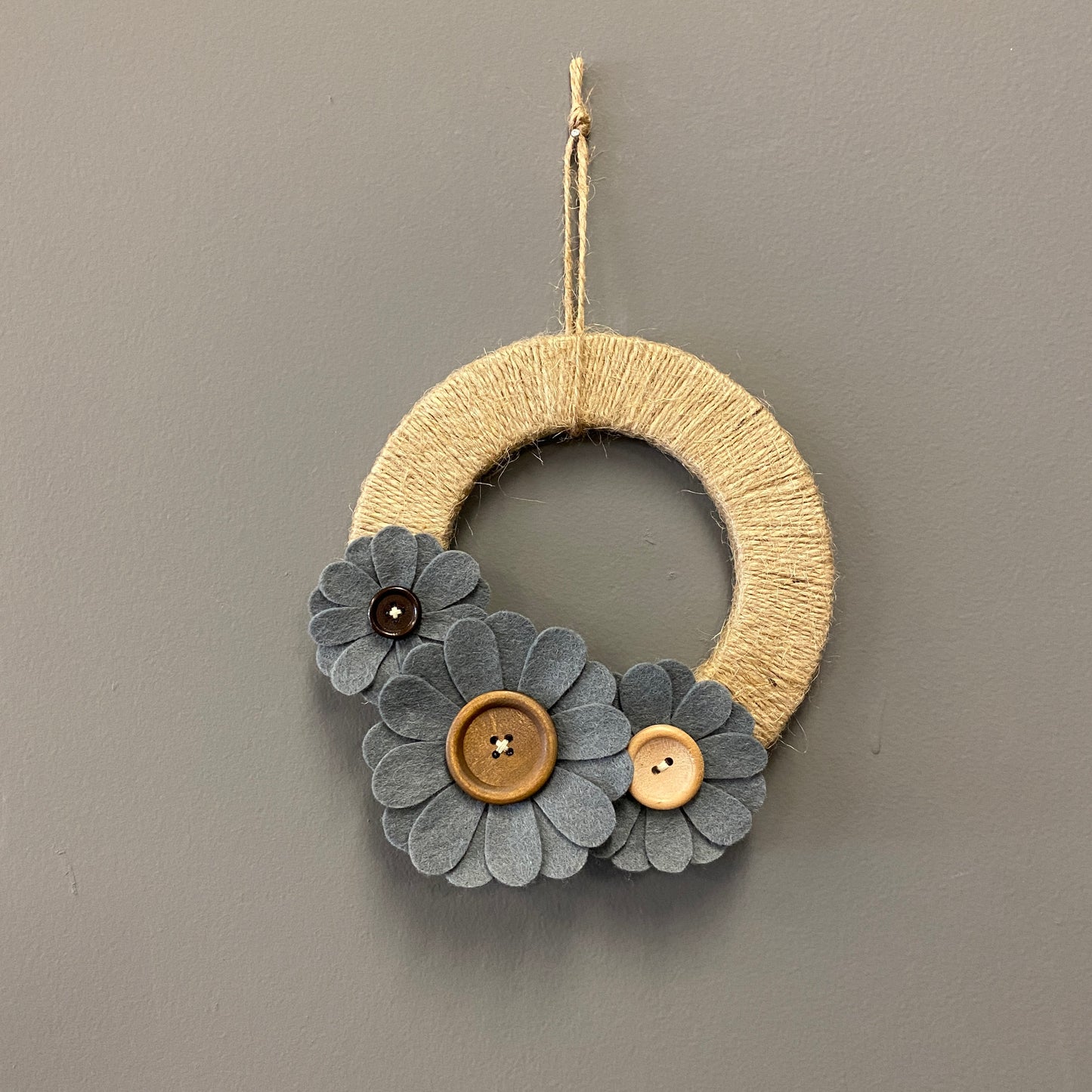 Mini Blue Felt Flower Wreath