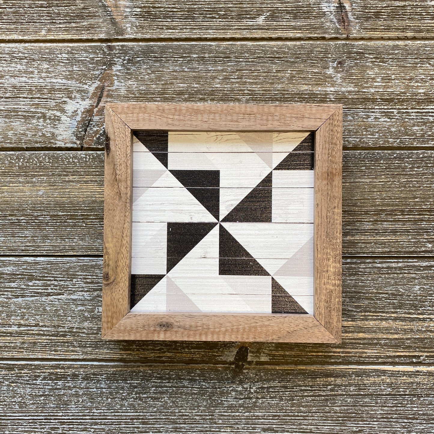 Kendrick Home - Wood Quilt Pinwheel - Gray and Black Wood Sign