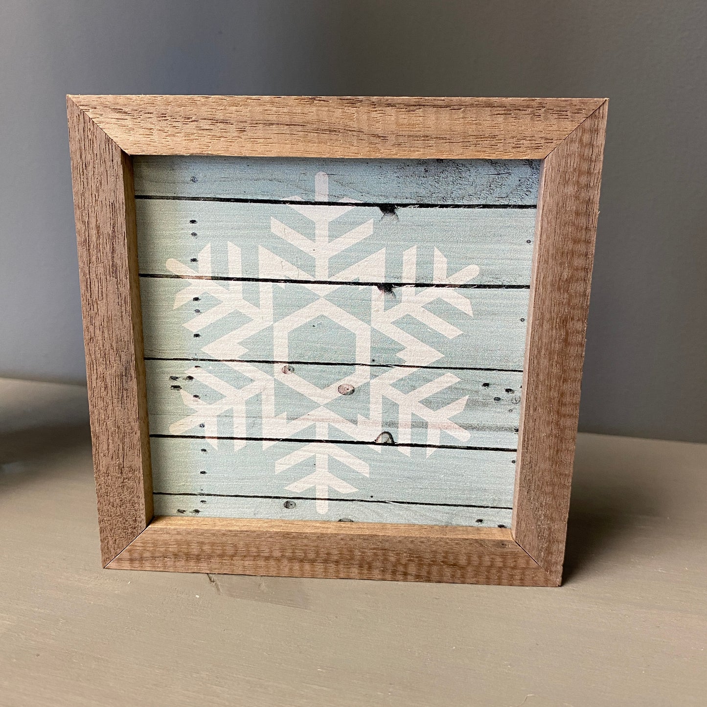 Snowflake Wood Sign - Blue 3