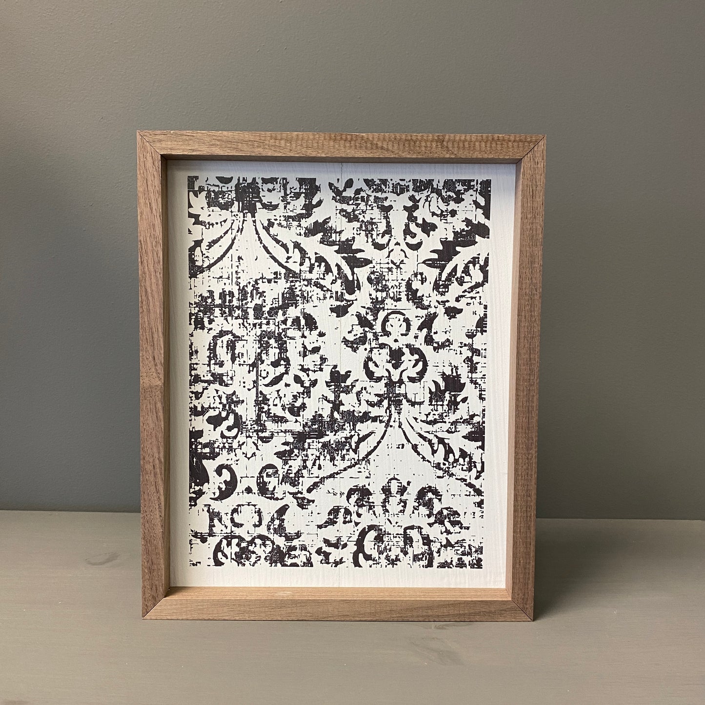Black and White Textile Print Wood Sign