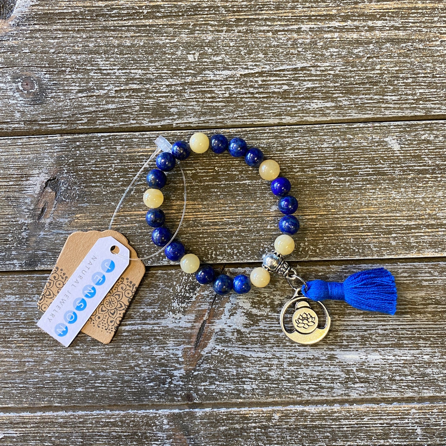 Bracelet - Lapis & Yellow Jade - Silver