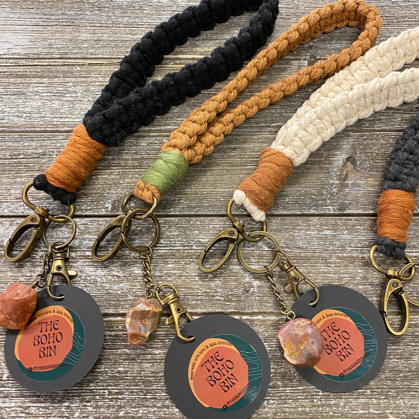 Macrame Wristlet Keychain with Agate
