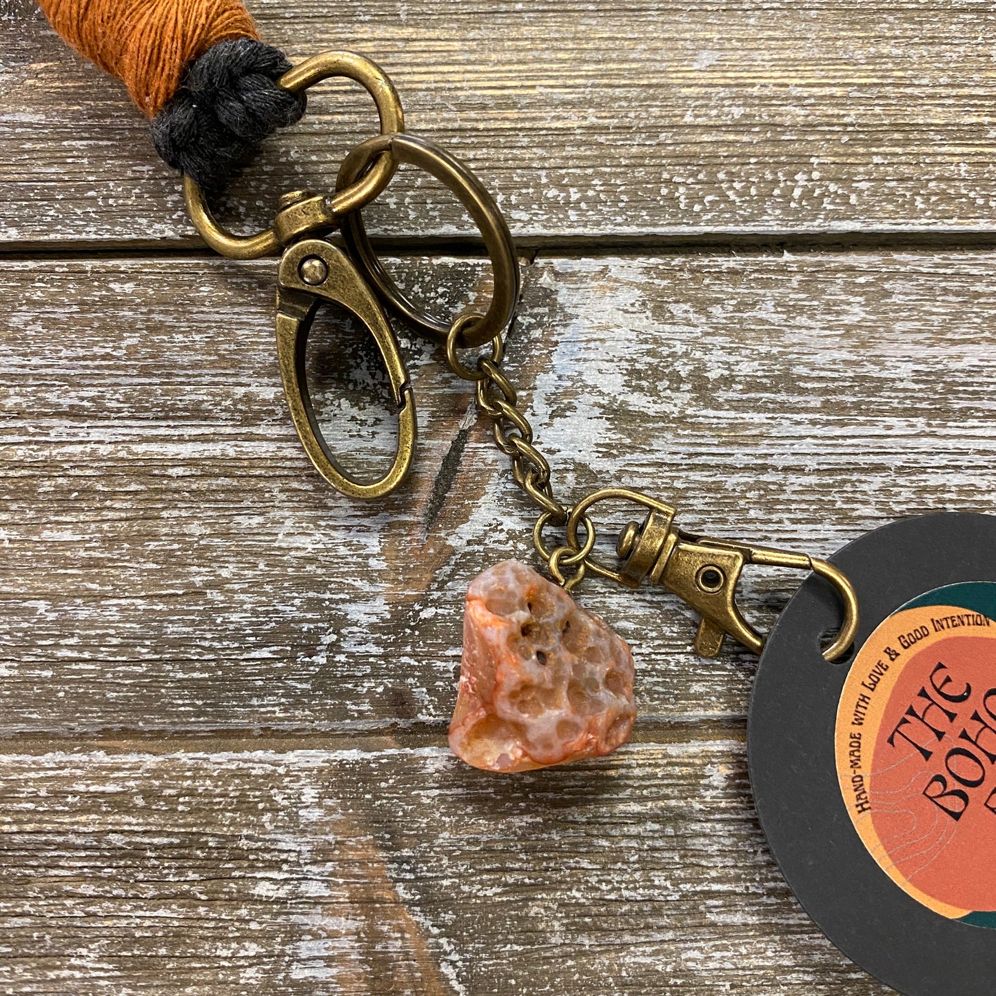 Macrame Wristlet Keychain with Agate