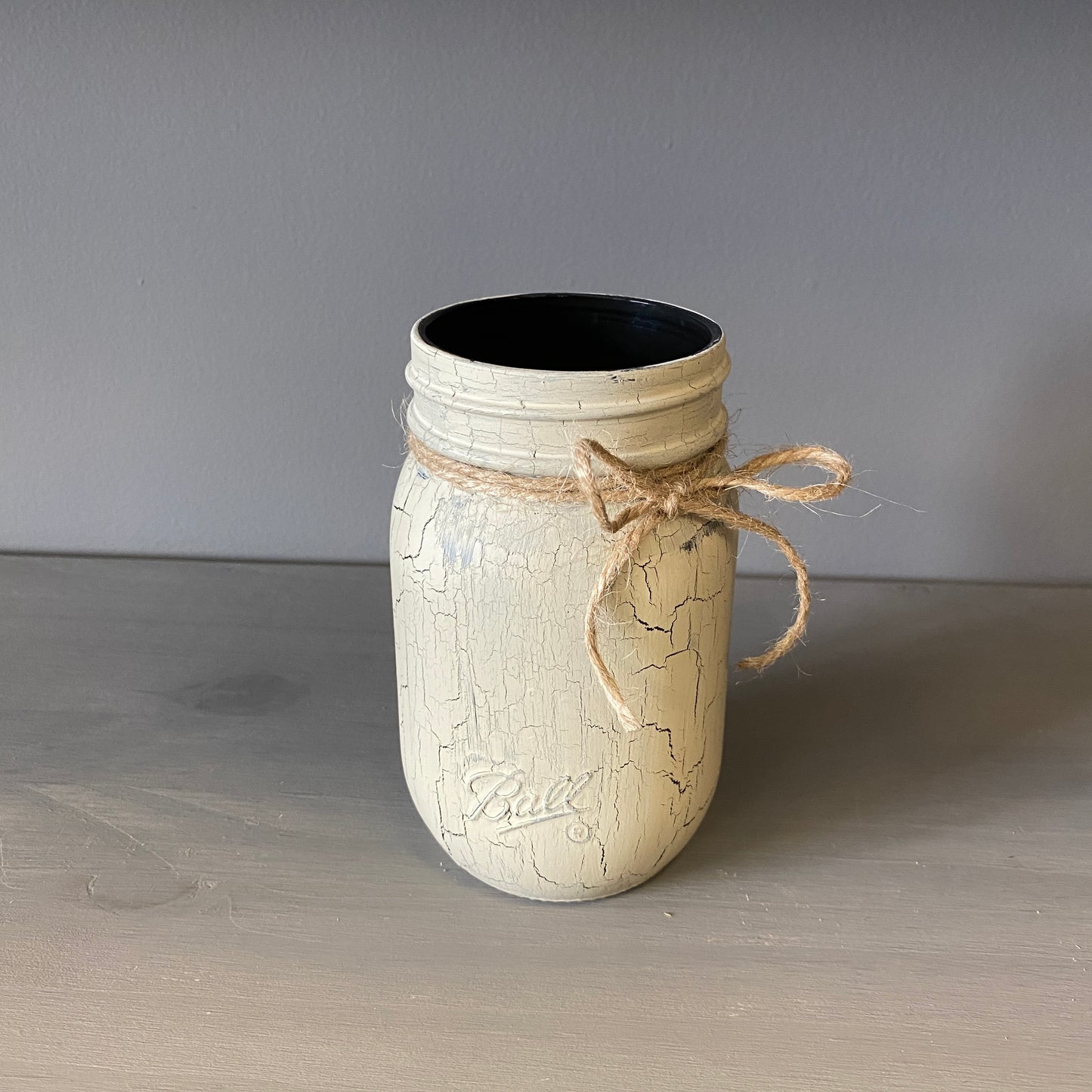 Painted Mason Jar - Beige Crackle
