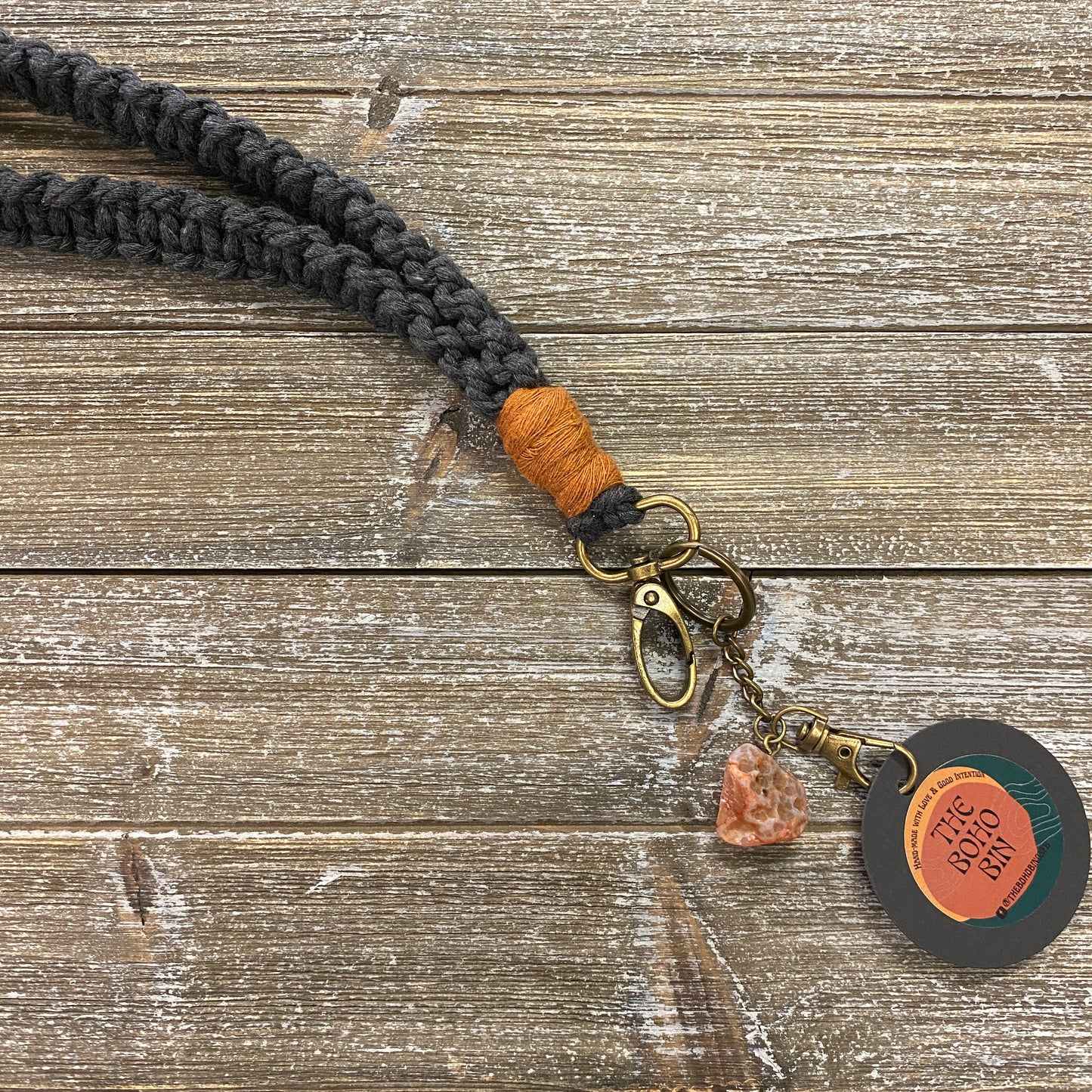 Macrame Wristlet Keychain with Agate