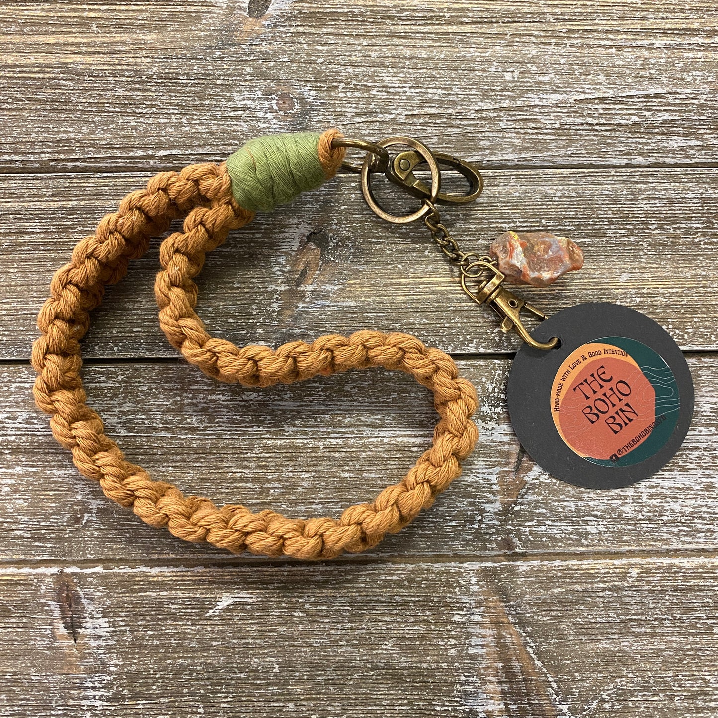 Macrame Wristlet Keychain with Agate