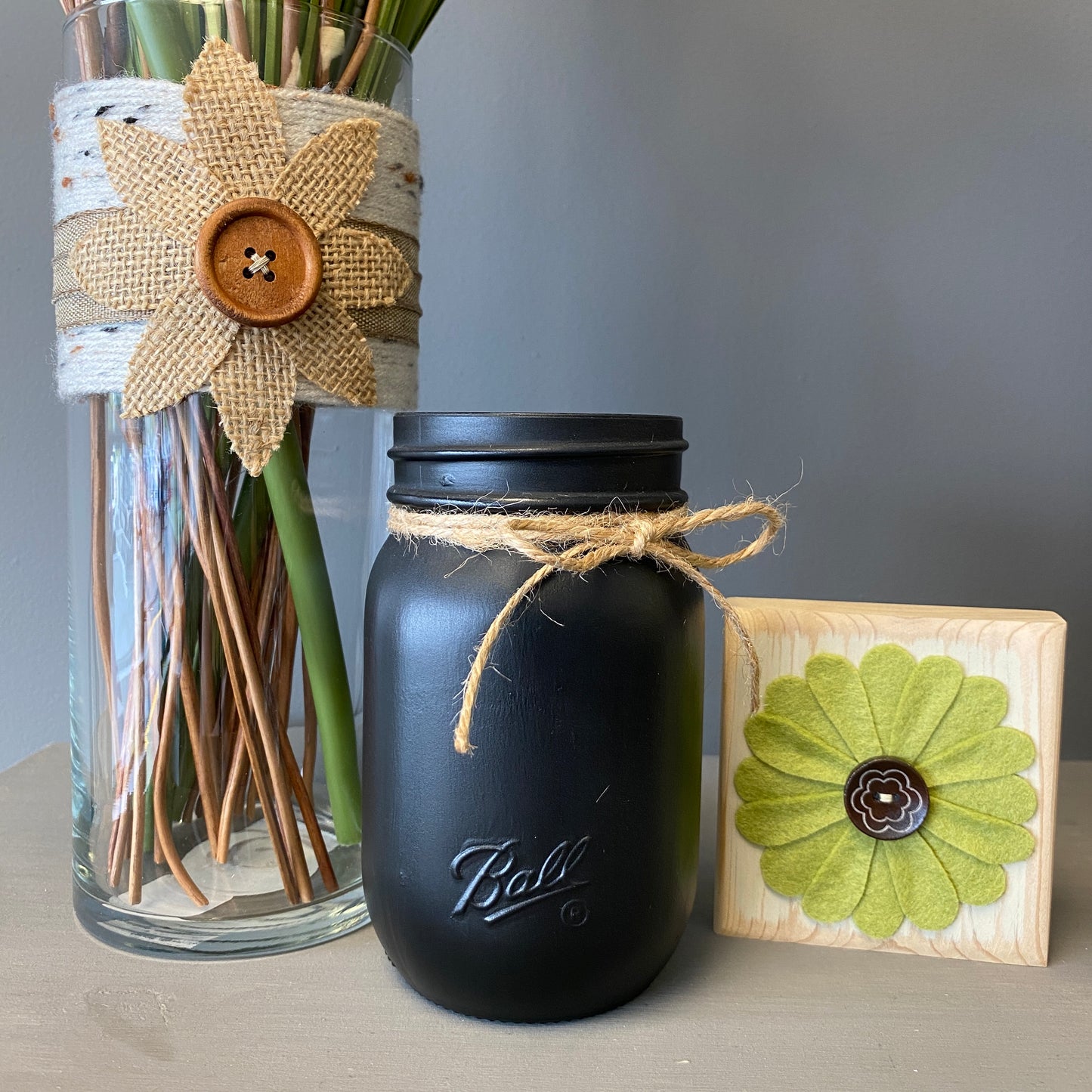 Painted Mason Jar - Black