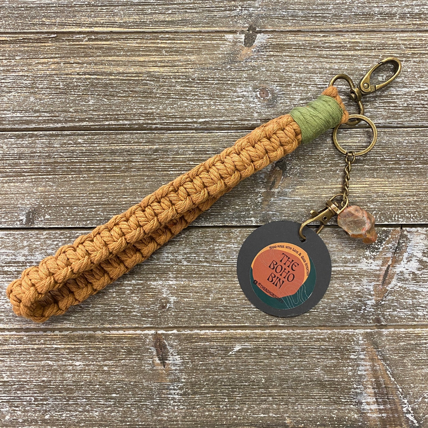 Macrame Wristlet Keychain with Agate