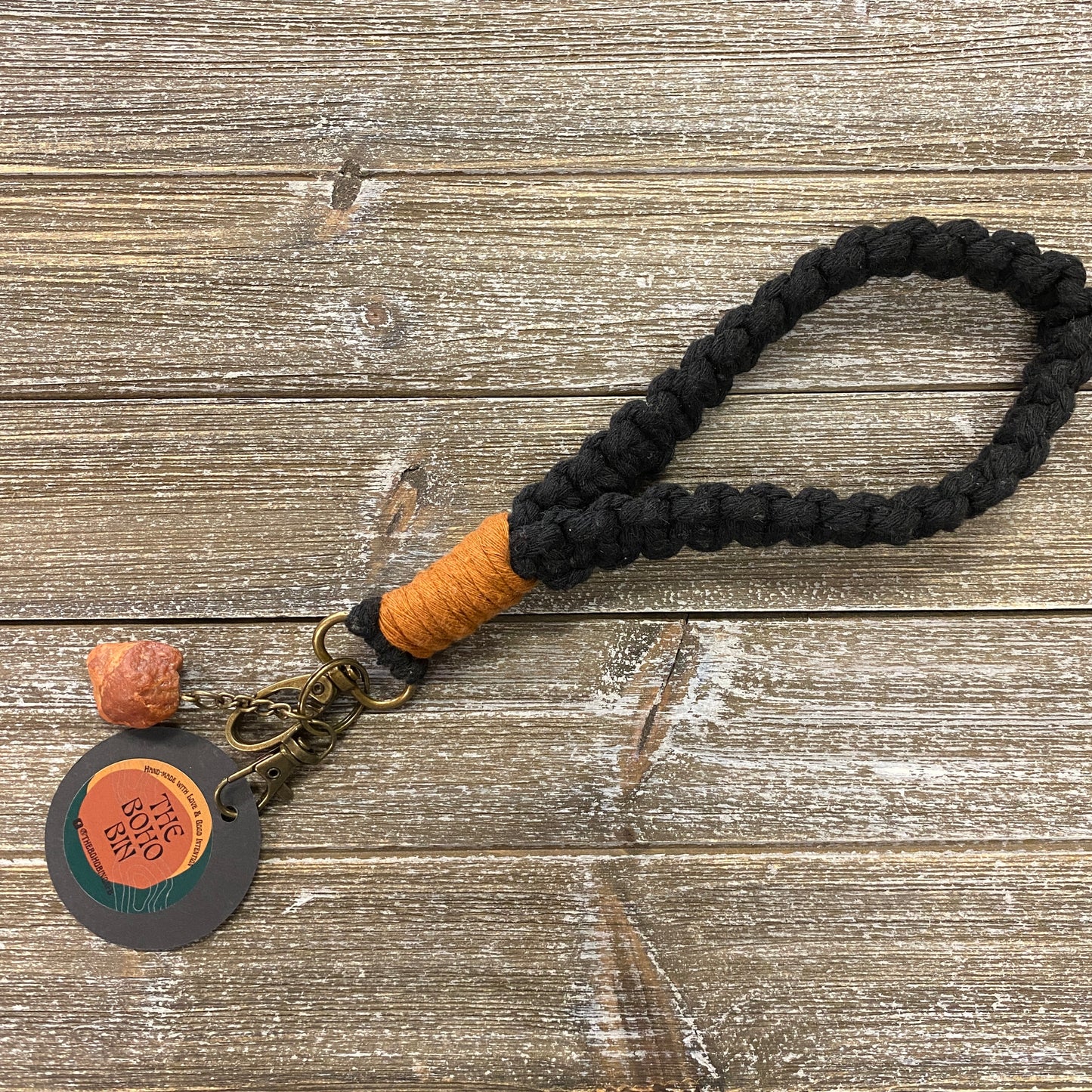 Macrame Wristlet Keychain with Agate