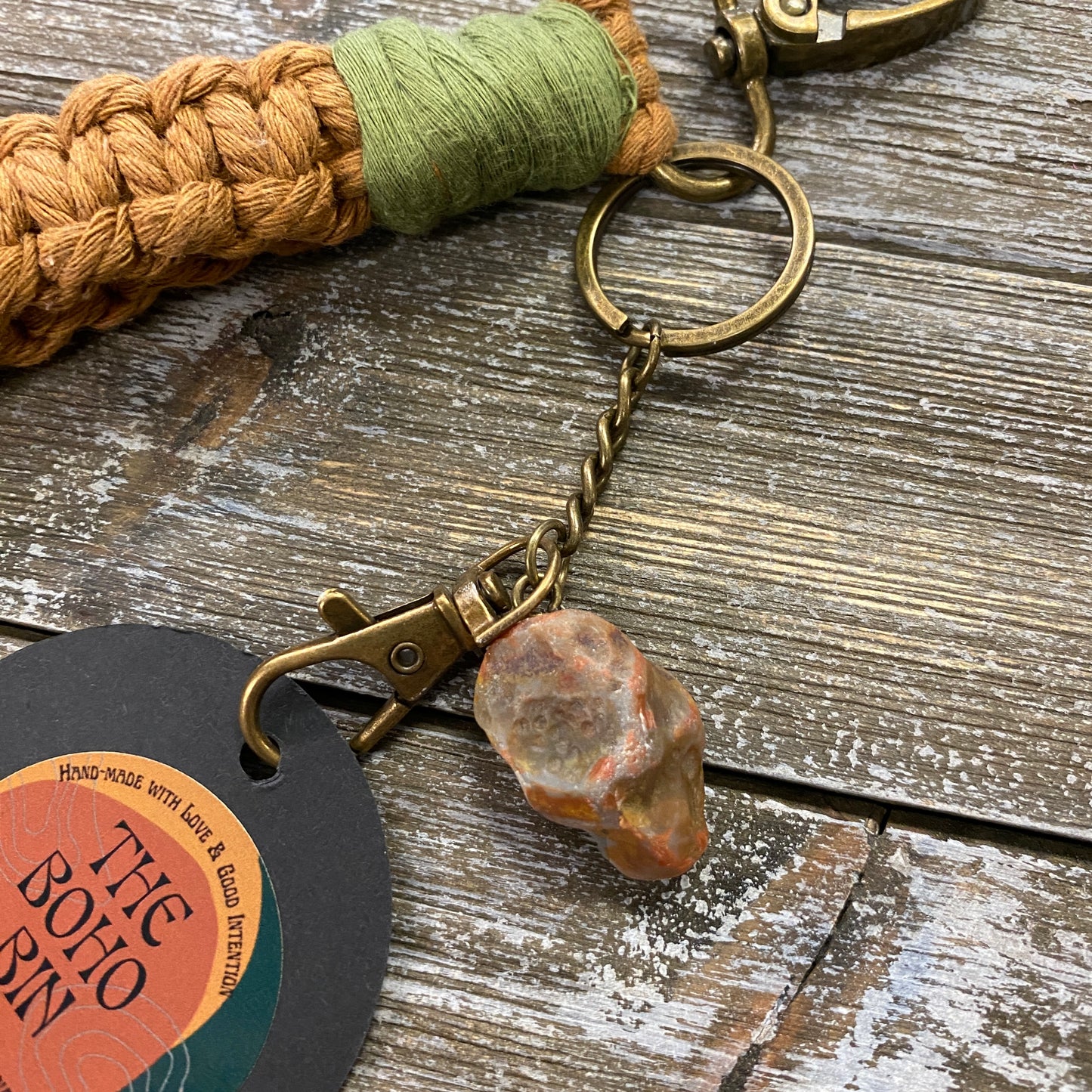 Macrame Wristlet Keychain with Agate