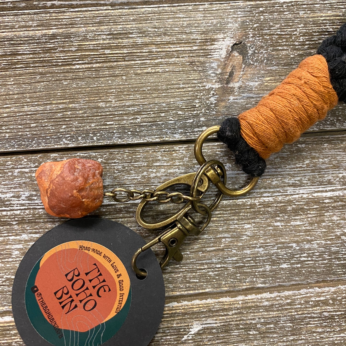 Macrame Wristlet Keychain with Agate