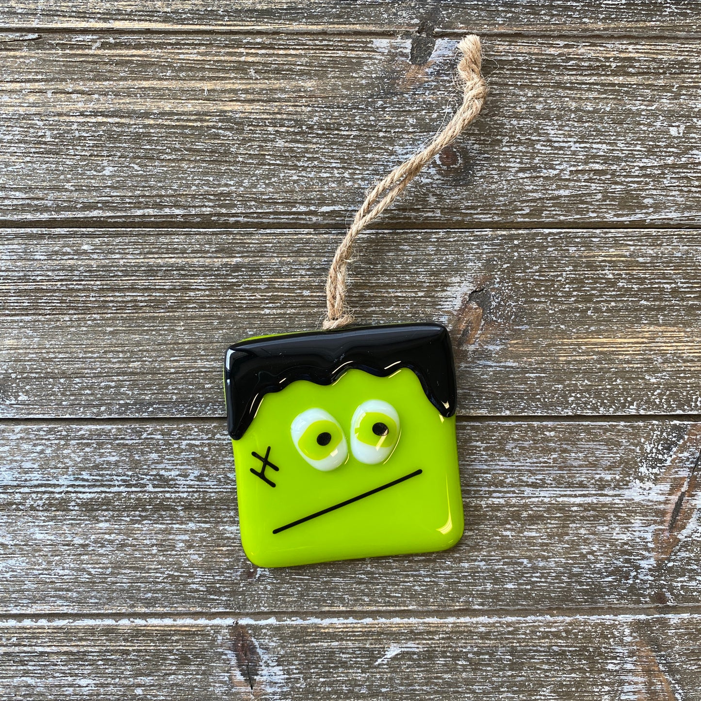 Frankenstein Fused Glass Suncatcher Ornament
