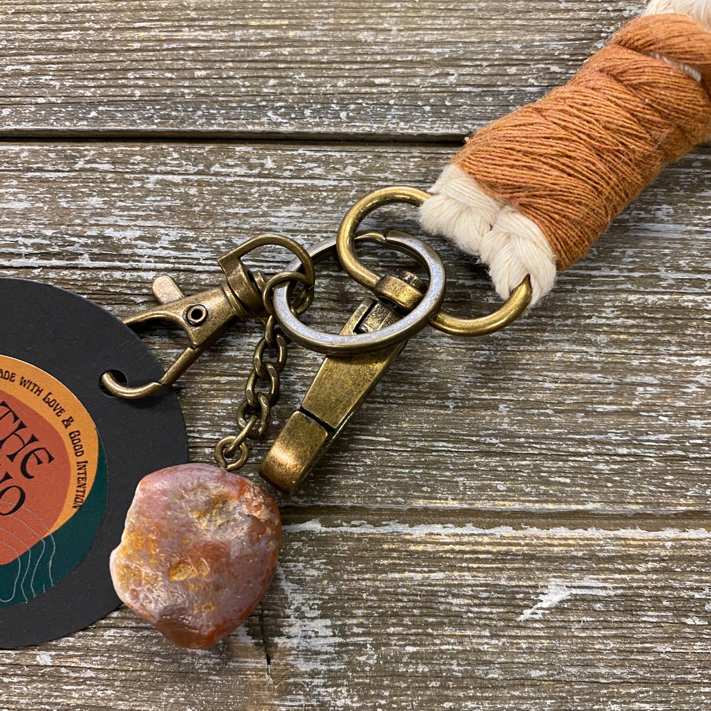 Macrame Wristlet Keychain with Agate
