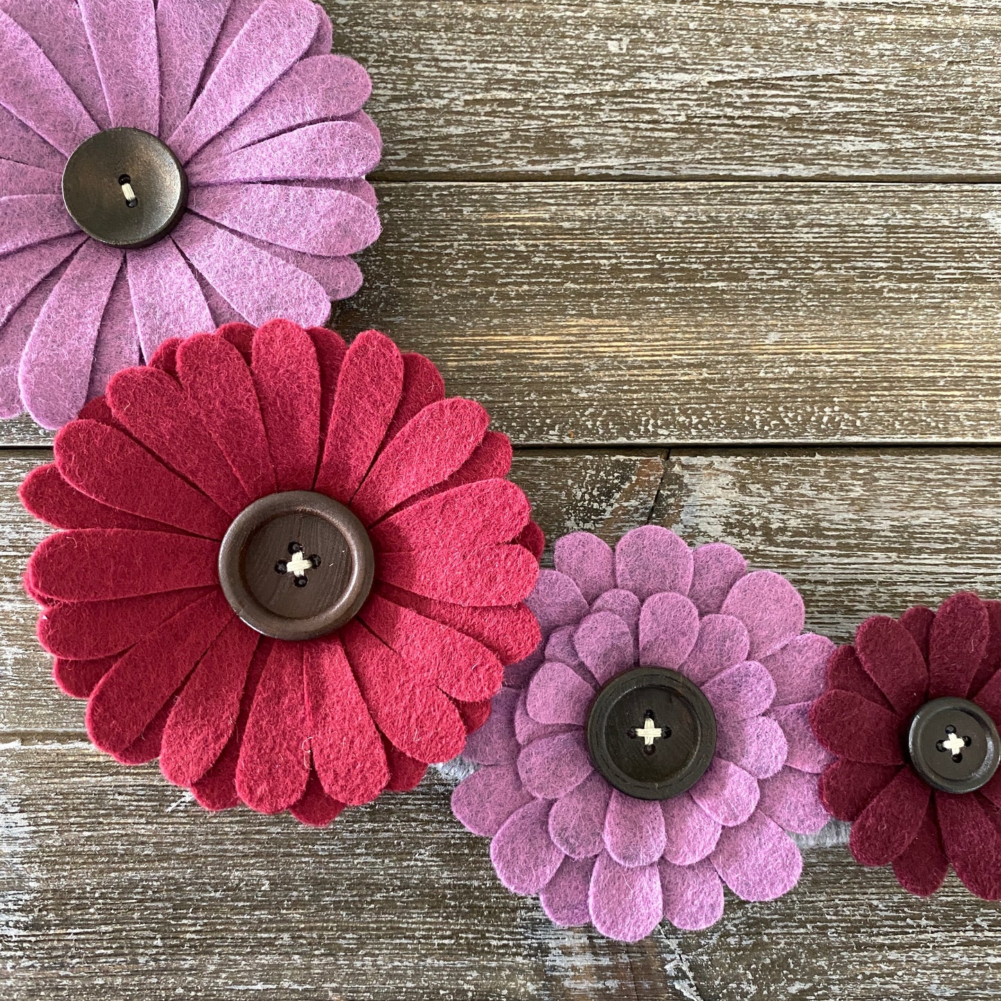 Felt Flower Wreath - Pink and Burgundy