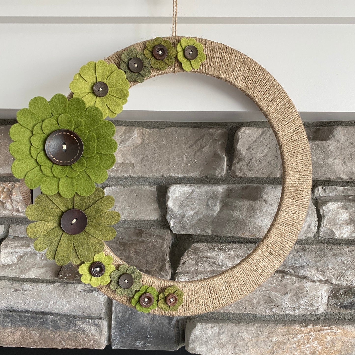 Felt Flower Wreath - Green
