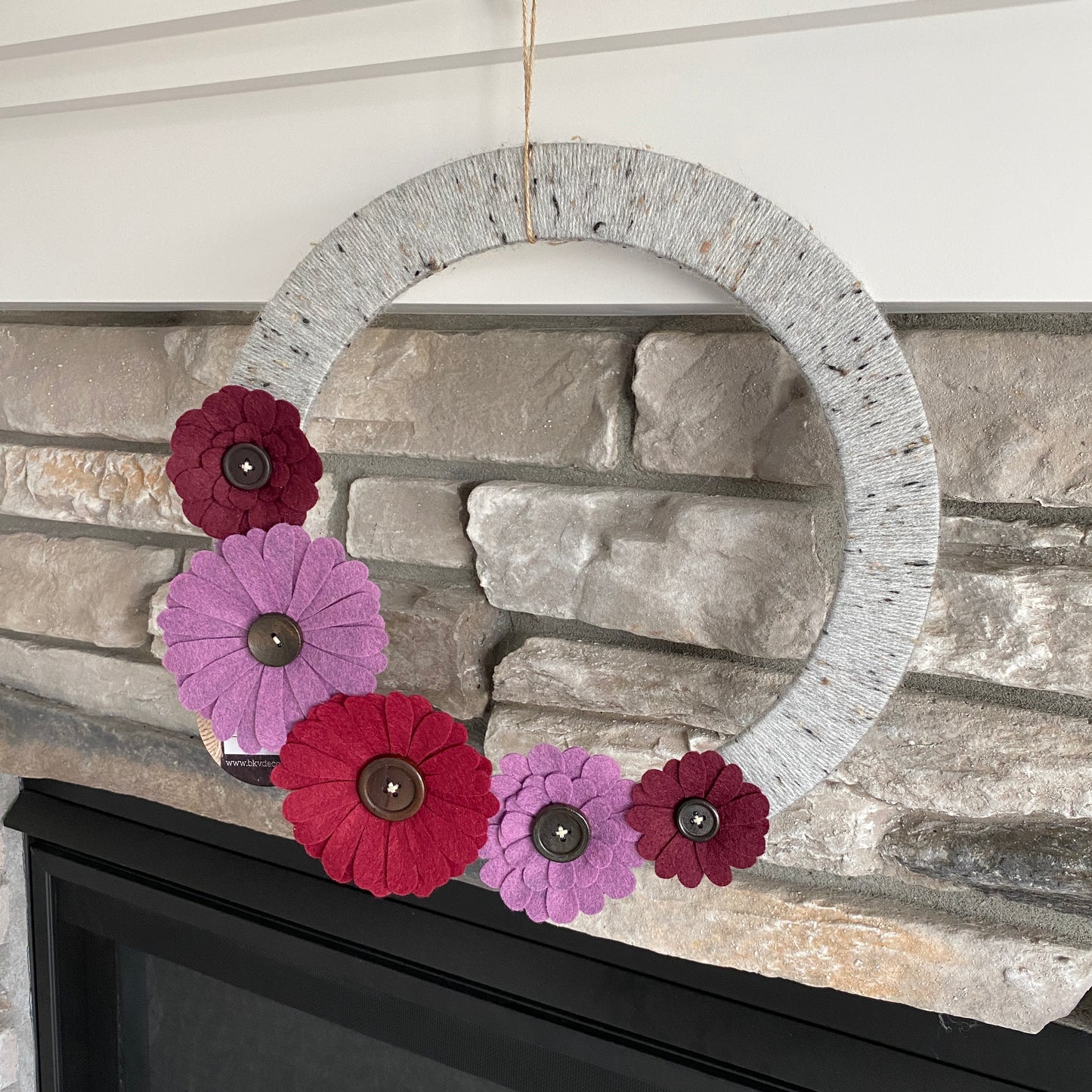 Felt Flower Wreath - Pink and Burgundy
