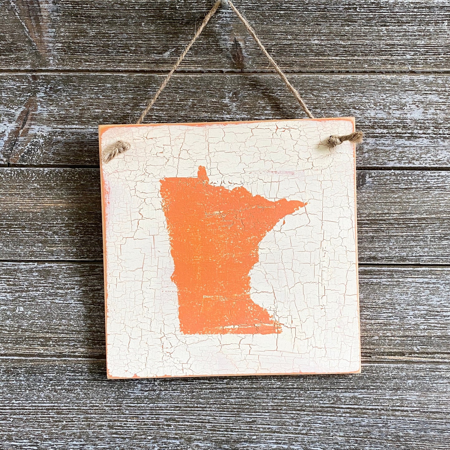 Minnesota Wall Decor - Crackle Minnesota Decor - Coral Minnesota Decor