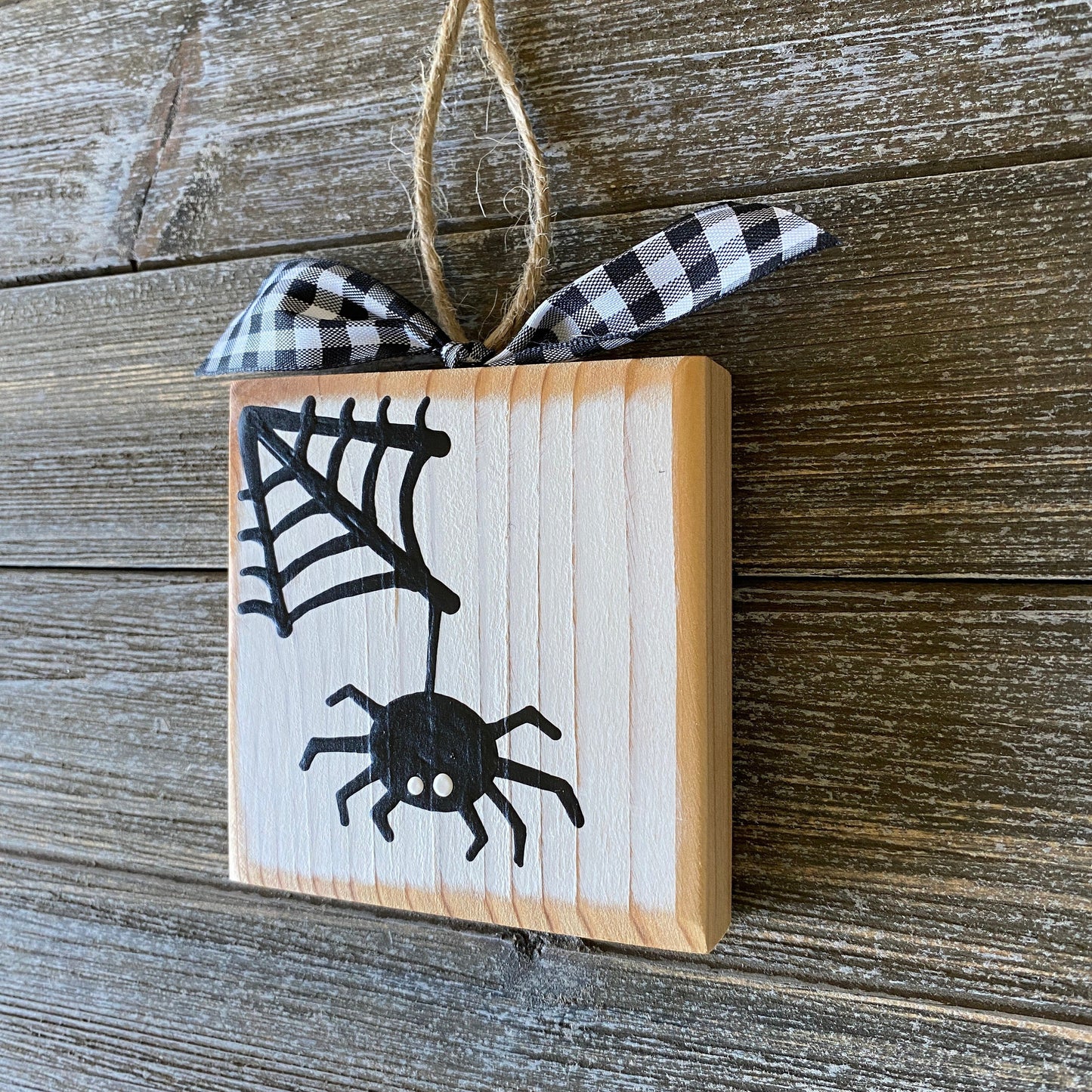 Halloween Decor - White and Black Spider Ornament