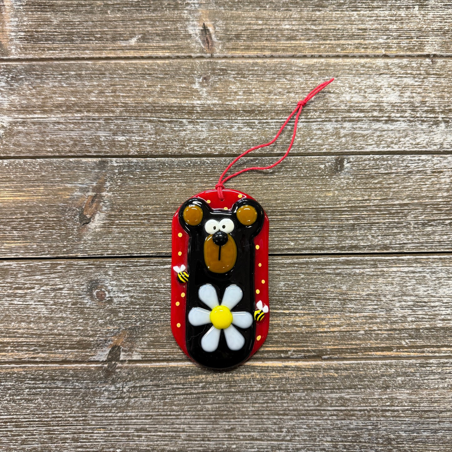 Fused Glass - Bear with Daisy and Bee
