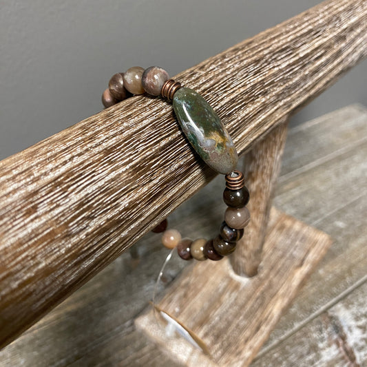 Fancy Jasper Wood Opal Bracelet